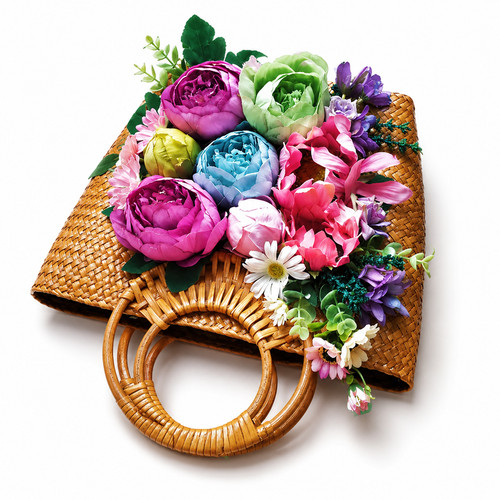 Flower woven bag - flower,