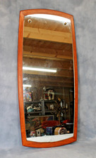 Large Vintage Mid Century Teak Danish Curved Rectangular Wall Mirror 79cm x 34cm