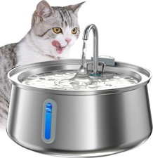 Cat Water Fountain for Drinking,4L Stainless Steel Cat Fountain Faucet