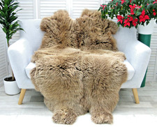 BEIGE BROWN QUAD SHEEPSKIN RUG
