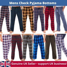 Mens Check Pyjama Trousers Bottoms Flannel Loungewear S-XXL Just Essentials