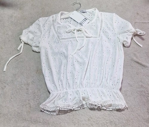White rayon peasant - white, blouse