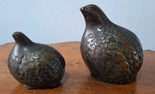 Pair Vintage bronze Partridges or Quail
