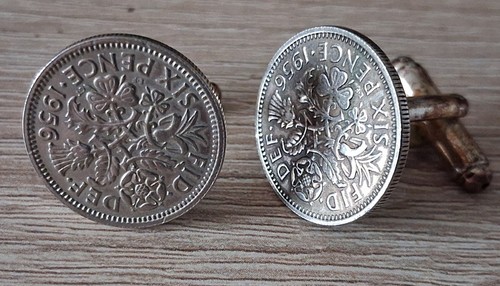 1956 sixpence cufflinks - sixpence,
