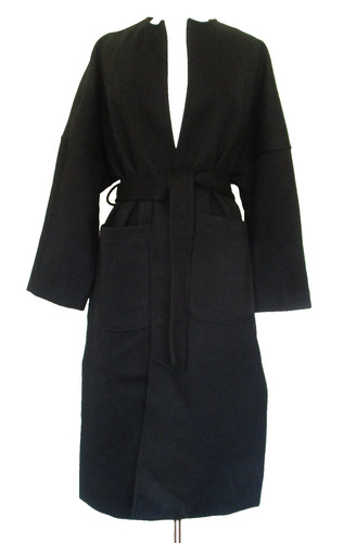 Wrap coat black tie - black, belt