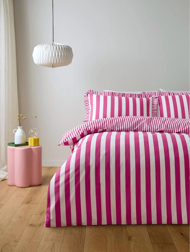 Pink white stripe frill pleat - pink, &white