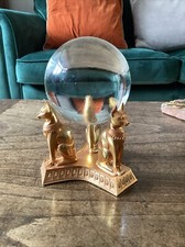 EGYPTIAN CAT STAND WITH CRYSTAL BALL ~ FRANKLIN MINT~ 1990