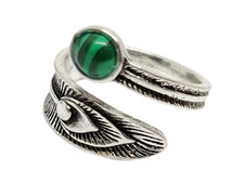 Peacock Ring Feather Malachite