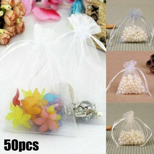 White organza net bags pack - white,