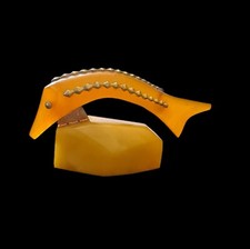 USSR 1980s Natural Baltic Amber Fish Sturgeon Figurine 28gr
