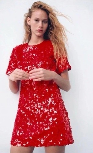 Zara red sequinned sequin - red,