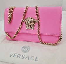 VERSACE Medusa Pink Leather Crossbody Chain Bag New 