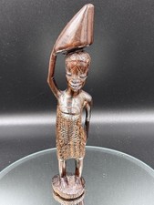 Vintage African Hand-Carved Wooden Woman Figurine – Tribal Art Sculpture