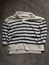 Women’s Navy and White Striped Jumper