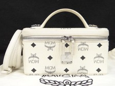 MCM Vanity Hand Shoulder 2Way Bag Visetos Canvas Leather Beige 64220193400 2