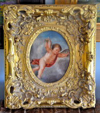 Vintage Cherub Painting in an