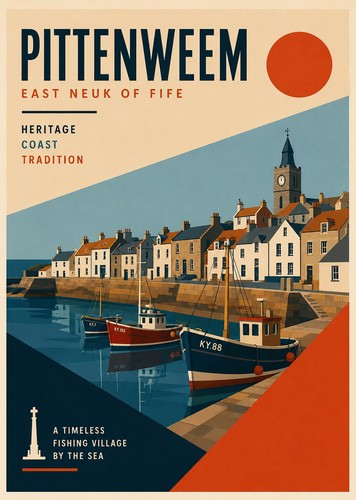 Pittenweem print vintage - a4,