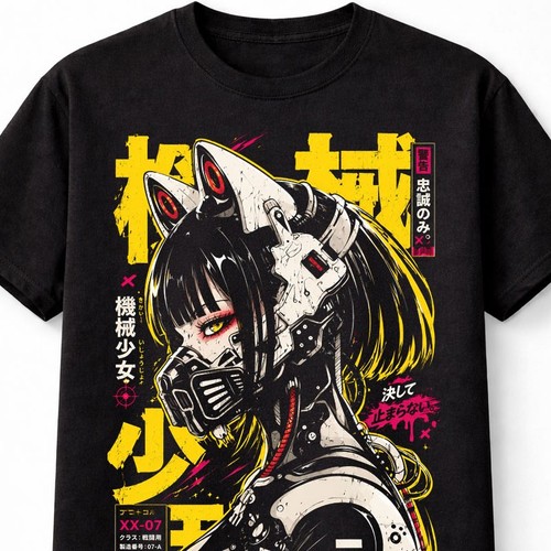 Cyberpunk anime cat girl robot - anime,