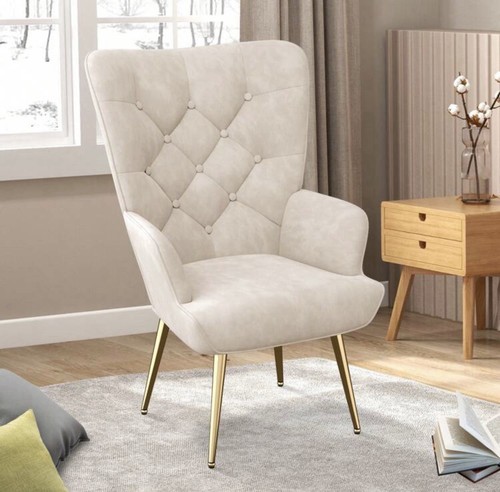 Velvet armchair tub chair - armchair, high
