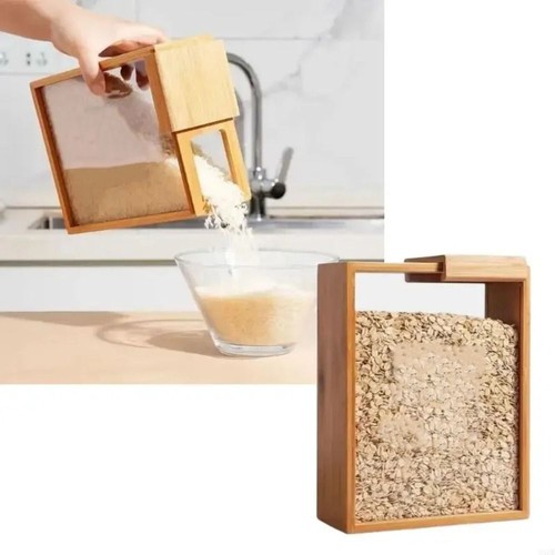 Wooden cereal dispenser - wooden, rice