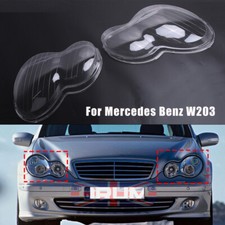 Pair L+R Headlight Lens Cover Lampshade For Mercedes Benz W203 C-Class 2001-2007
