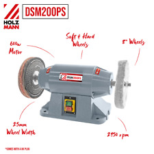 Holzmann 8" Bench Polisher DSM200PS 200mm x 25mm / Soft & Hard / 600w 230V