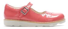 BNIB Clarks Girls CROWN JUMP Coral Patent Leather Air Spring Shoes F/G Fitting
