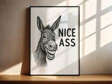 Funny Donkey Wall Art Print