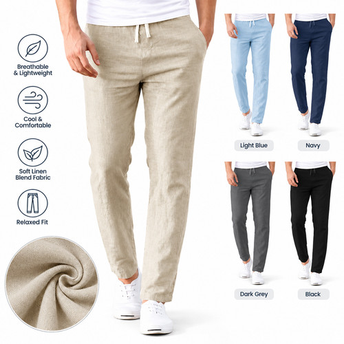 Mens cotton linen - linen, trousers