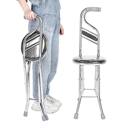 Folding walking stick stool - folding,