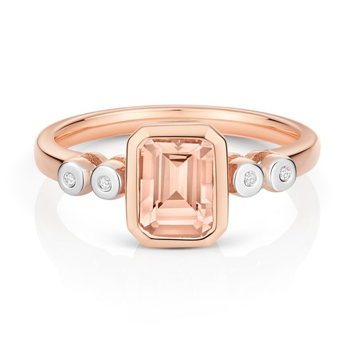 Morganite and diamond ring - and,