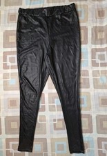 Yours Black Faux PVC Wet Look Leggings - Size 16