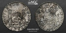 1738 Shipwreck 8 Reales Pillar Dollar silver coin - Hollandia NGC AU +COA