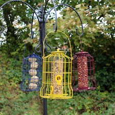 Wild Bird Feeder 3pcs Seed Nut Fat Ball Metal Hanging Squirrel Proof Guard
