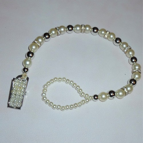 Ivory pearl silver diamante - pearl,
