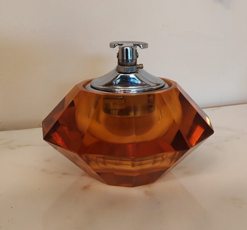 Vintage amber crystal table - vintage,