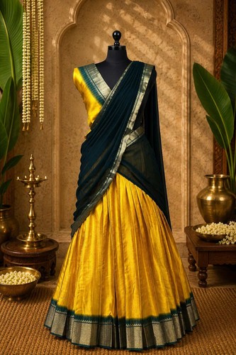 Mustard yellow silk half - mustard,