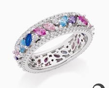 Silver Multi-Coloured Cubic Zirconia Ring