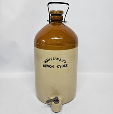 Antique Whiteway's Devon Cyder Flagon with Carry Handle & Spigot Dispensing Tap