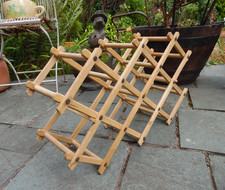 Vintage Wooden Folding Accordion Concertina Wine Rack Storage Capacity 10Bottles