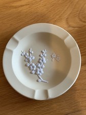 Vintage Yellow Primrose Wedgwood Jasperware Prunus Tray 1970s Art Pottery 4.4in