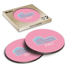 Round MDF Coaster Rome Colosseum Italy Italian Travel Europe #58767