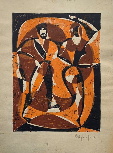 Lithograph figures 1950s - lithograph,