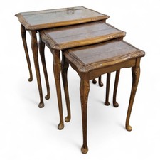 Carved Nest of 3 Side Tables