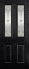 LPD GRP Composite External Malton Black Panel 2 Light Glazed Doors