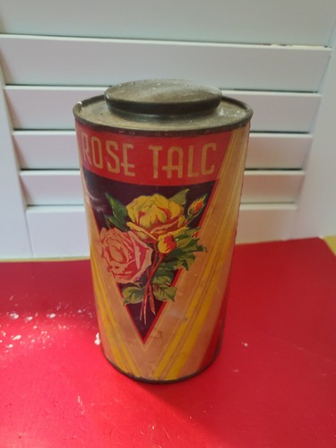 Vtg rose talc - talc, canister