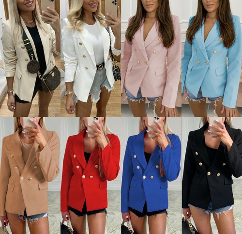 Women gold button blazer - gold,