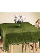 Diana Cowpe Traditional Tablecloth Cotton Luxury Chenille Tablecloth Fringe Edge