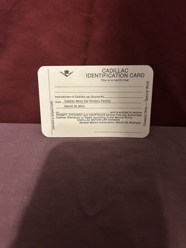 Cadillac 1959 owners - 1959, cards