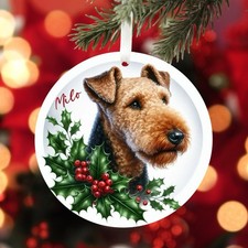 Personalised Airedale Terrier Dog Christmas Decoration - Xmas Ornament, Bauble
